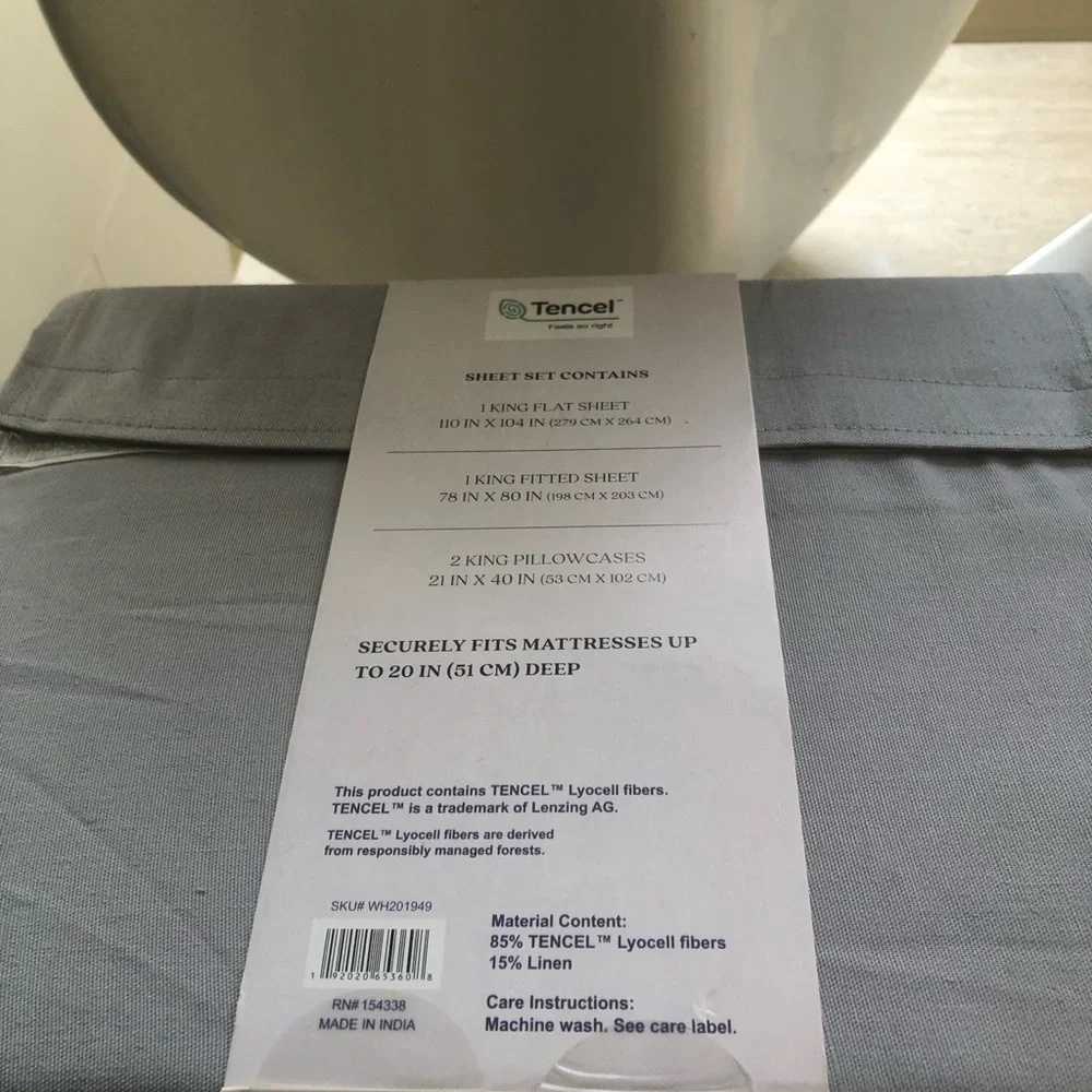 TENCEL™ Lyocell & Linen Blend Sheet Set - Magdalena Collection King Set Grey